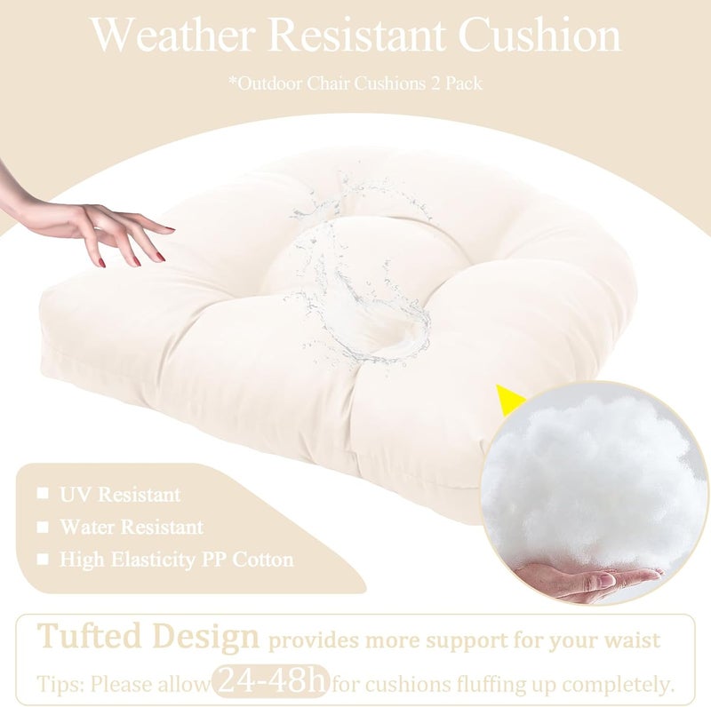 MTMR Water-Repellent Outdoor Chair Cushions Set of 2, 19”X19” Patio Chair Cushions with High Elasticity PP Cotton, Thick Tufted Outdoor Patio Furniture Cushions, Seat Cushions for Outdoor Furniture - Image 4